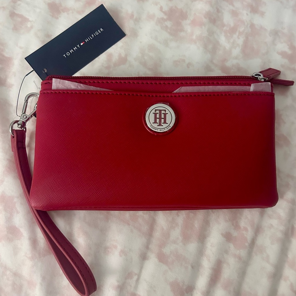 Tommy Hilfiger Bold Cherry Red Wristlet Clutch